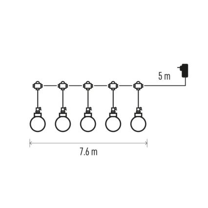 Catena decorativa da esterno LED 20xLED/12,6m IP44 bianco caldo