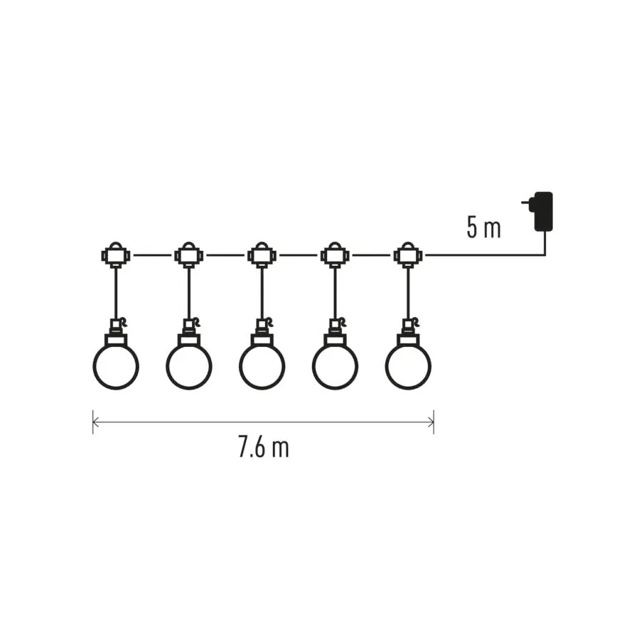 Catena decorativa da esterno LED 20xLED/12,6m IP44 bianco caldo