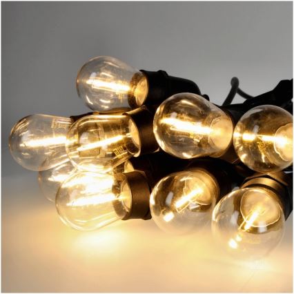 Catena decorativa da esterno LED BAJA ST64 10xE27/1W/230V 10,9m IP44 bianco caldo