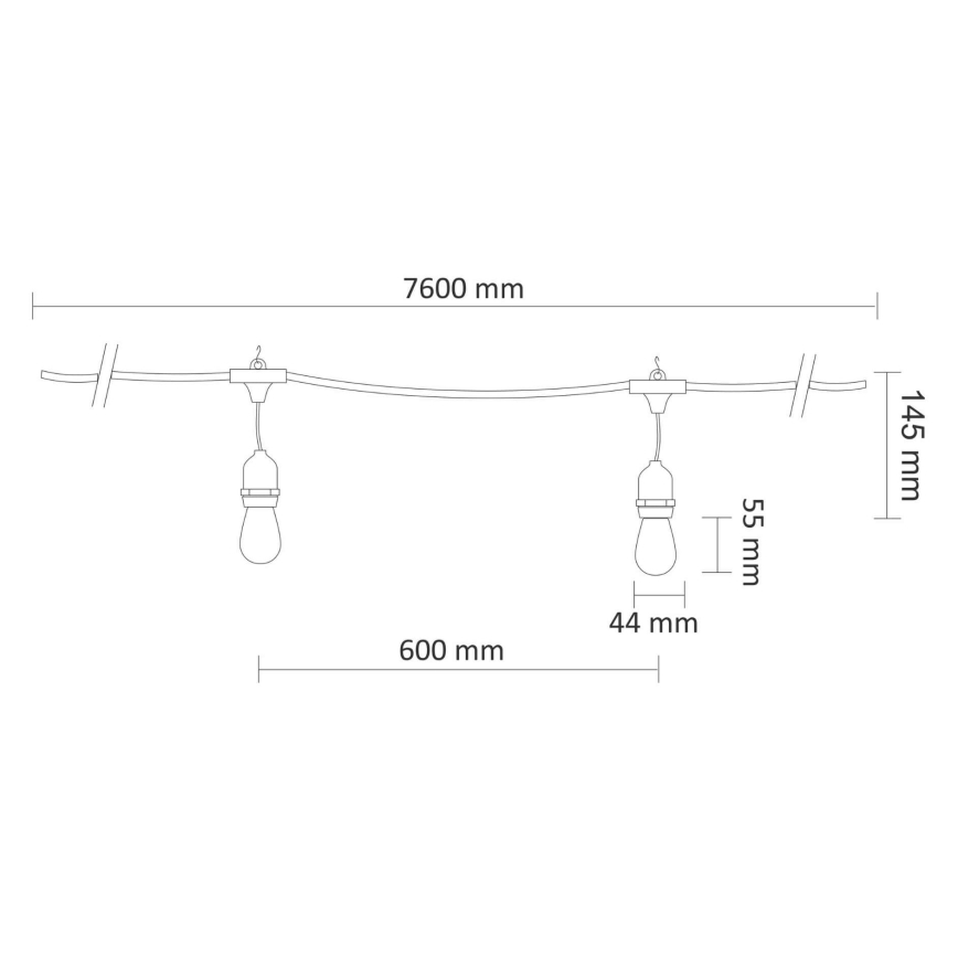 Catena decorativa da esterno LED PARTY NEON 7,6 m 10xE27/0,6W/36V IP44