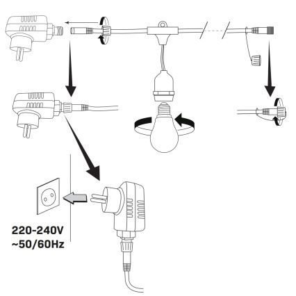 Catena decorativa da esterno LED PARTY NEON 7,6 m 10xE27/0,6W/36V IP44