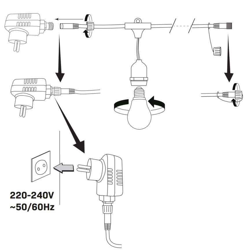 Catena decorativa da esterno LED PARTY NEON 7,6 m 10xE27/0,6W/36V IP44