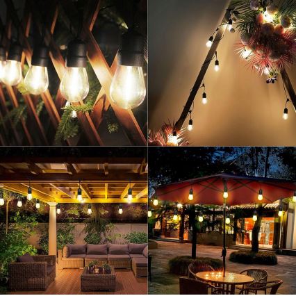 Catena decorativa LED per esterni 30xE27/1W/230V 16,44 m IP44 nera