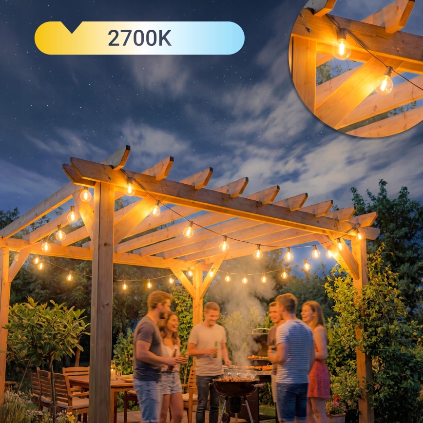 Catena decorativa LED per esterni 36xE12/1W/230V 22,35 m IP65 nero