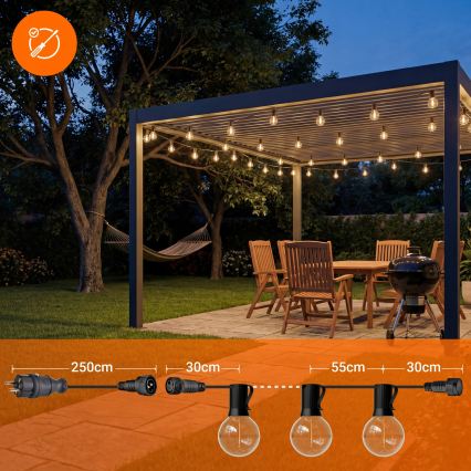 Catena decorativa LED per esterni 36xE12/1W/230V 22,35 m IP65 nero