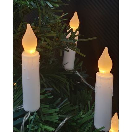 Catena decorativa natalizia a LED 10 LED, alimentazione 2x AA, 1,65 m, luce calda, a forma di candela