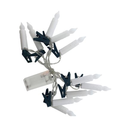 Catena decorativa natalizia a LED 10 LED, alimentazione 2x AA, 1,65 m, luce calda, a forma di candela