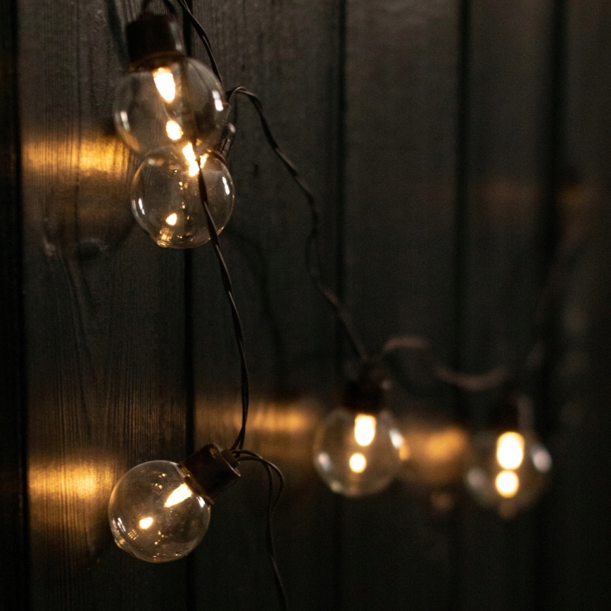 Catena decorativa solare 20 LED, 8 modalità, batteria 500 mAh, 7,6 m, IP67, bianco caldo