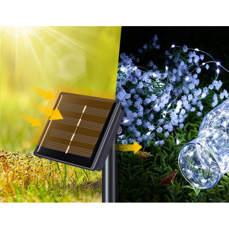 Catena decorativa solare a LED 200xLED/1,2V 800 mAh 12 m IP44 nero