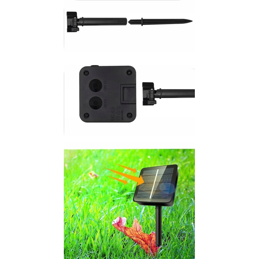 Catena decorativa solare a LED, 50 LED / 8 funzioni, 500 mAh, 9,5 m, IP67, bianco caldo