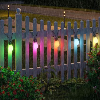 LED RGB dimmerabile solare catena luminosa decorativa 15 LED/18 funzioni USB 6 m IP44 nera + telecomando