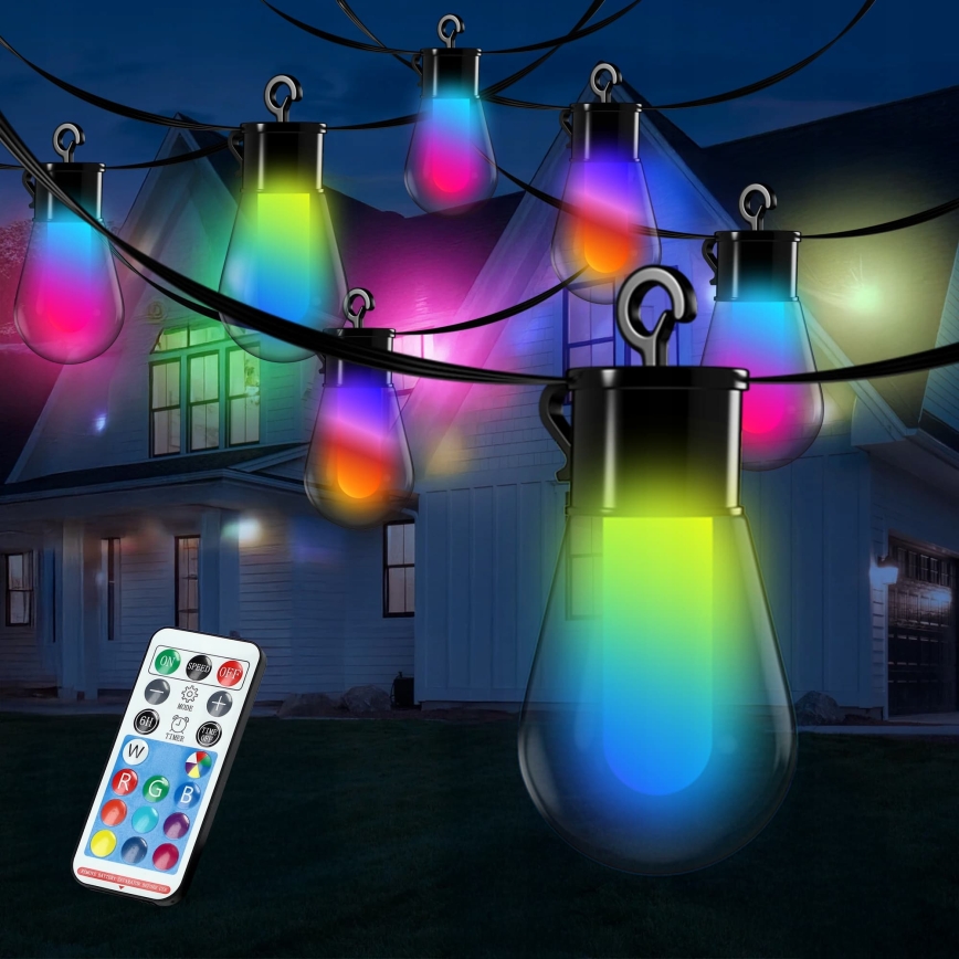LED RGB dimmerabile solare catena luminosa decorativa 15 LED/18 funzioni USB 6 m IP44 nera + telecomando