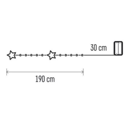 Catena di Natale LED 20xLED/2xAA 2,2 m bianco caldo