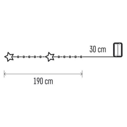 Catena di Natale LED 20xLED/2xAA 2,2 m bianco caldo