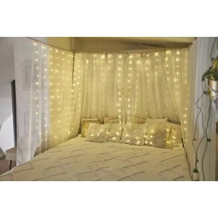Catena di Natale LED da esterno 300xLED/8 funzioni 7,9 m IP44 bianco caldo