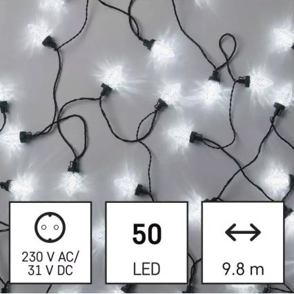 Catena di Natale LED da esterno 50xLED/8 funzioni 14,8 m IP44 bianco freddo