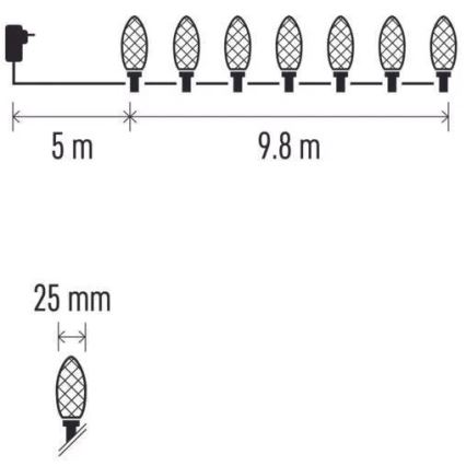 Catena di Natale LED da esterno 50xLED/8 funzioni 14,8 m IP44 bianco freddo