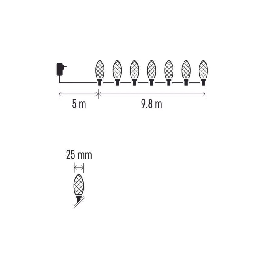 Catena di Natale LED da esterno 50xLED/8 funzioni 14,8 m IP44 bianco freddo