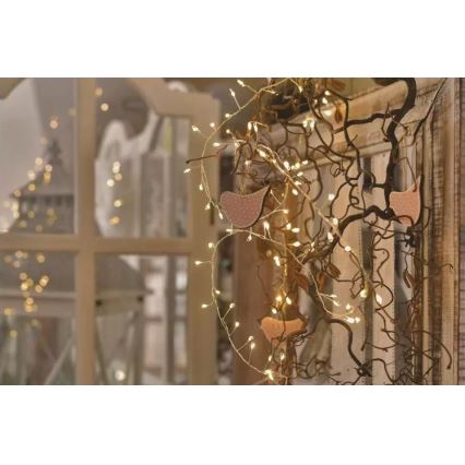 Catena LED 100 LED, alimentazione 3× AA, 2,7 m, bianco caldo