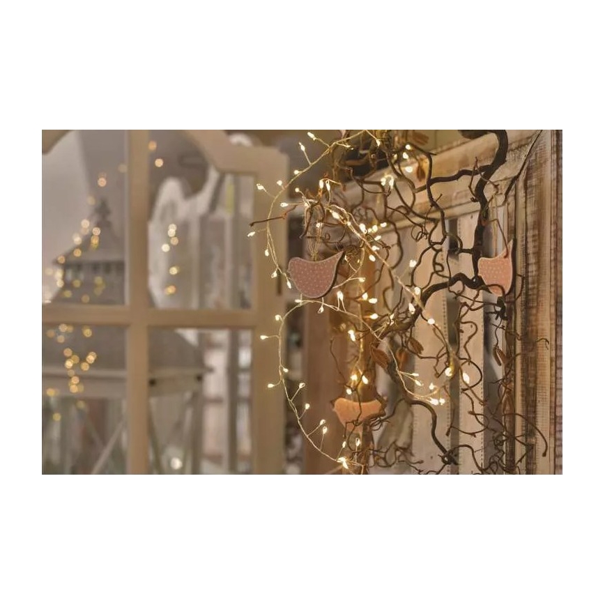 Catena LED 100 LED, alimentazione 3× AA, 2,7 m, bianco caldo