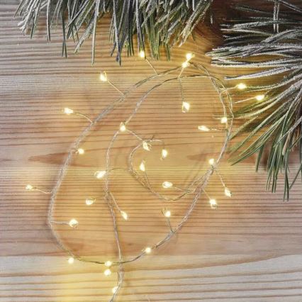 Catena LED 100 LED, alimentazione 3× AA, 2,7 m, bianco caldo