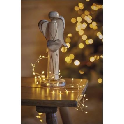 Catena LED 100 LED, alimentazione 3× AA, 2,7 m, bianco caldo