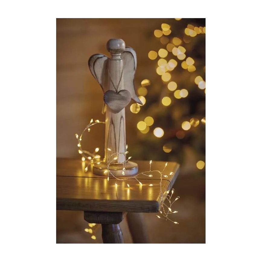 Catena LED 100 LED, alimentazione 3× AA, 2,7 m, bianco caldo