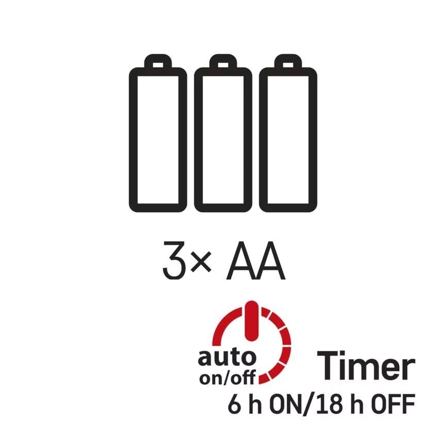 Catena LED 100 LED, alimentazione 3× AA, 2,7 m, bianco caldo