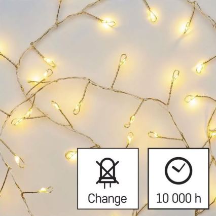 Catena LED 100 LED, alimentazione 3× AA, 2,7 m, bianco caldo