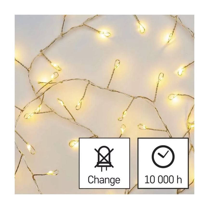 Catena LED 100 LED, alimentazione 3× AA, 2,7 m, bianco caldo