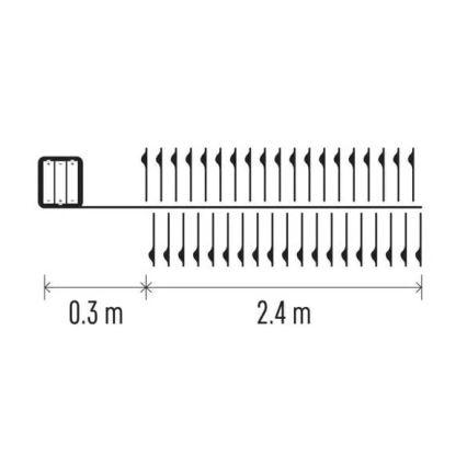 Catena LED 100 LED, alimentazione 3× AA, 2,7 m, bianco caldo