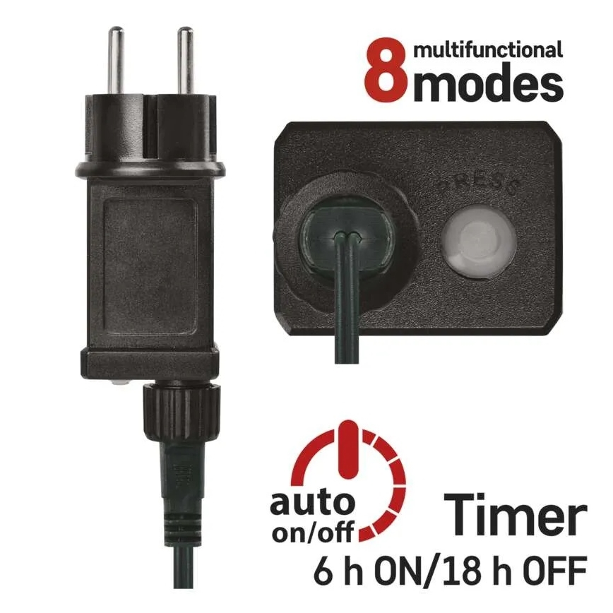 Catena LED 200 LED / 8 funzioni, 25 m, IP44, multicolore