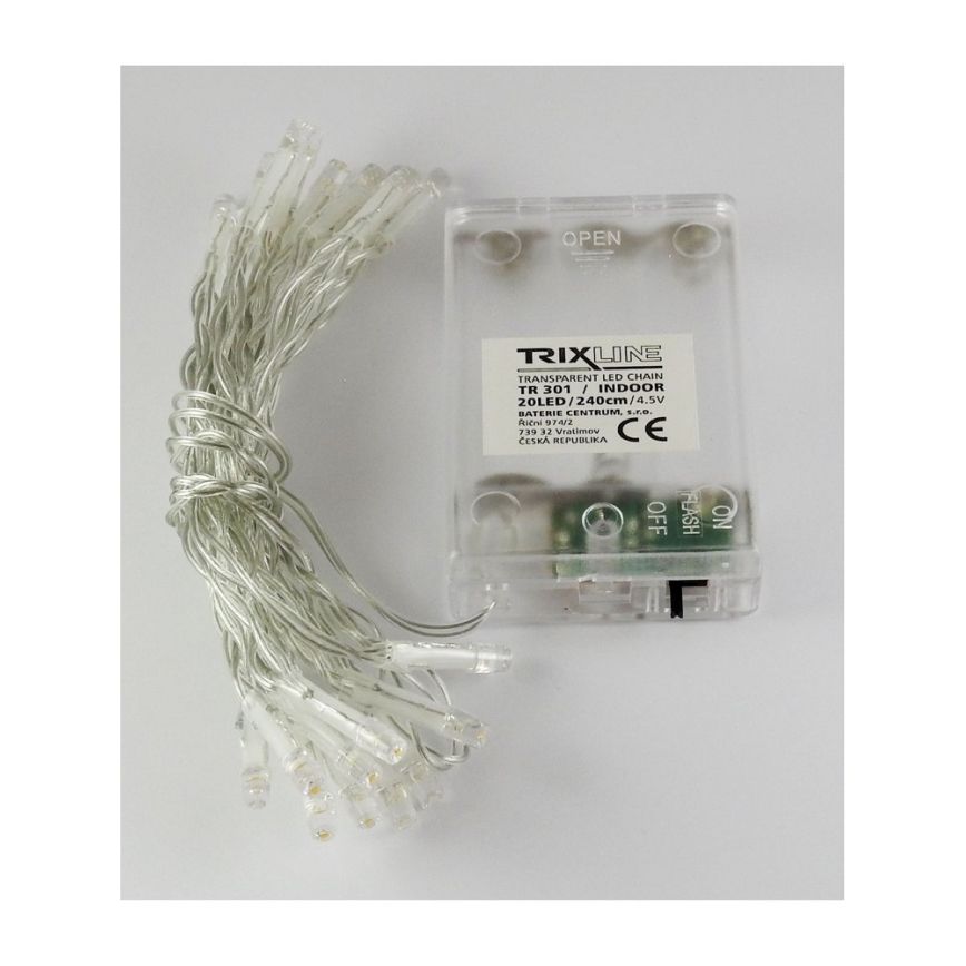 Catena LED 20xLED/2 funzioni 2,4m luce calda