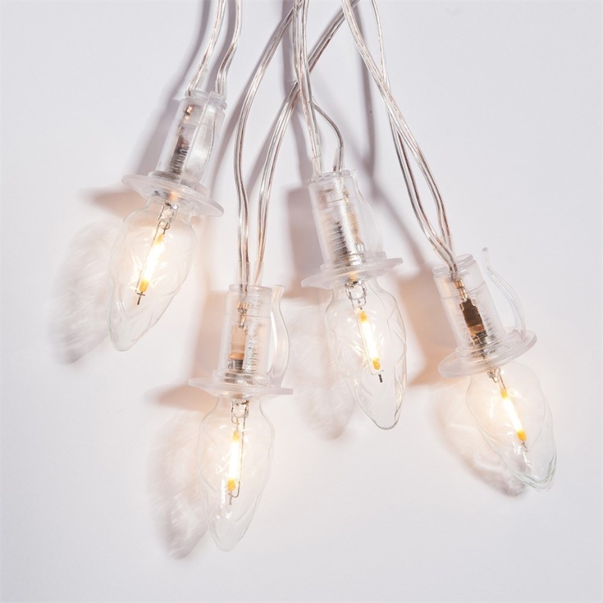 Catena LED aggiuntiva per esterni CONE FILAMENT, 20 lampadine E10, 14m, vetro trasparente/bianco caldo, IP44, Realizzata nella Repubblica Ceca