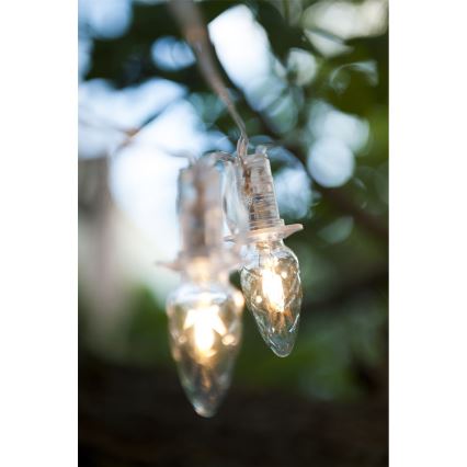 Catena LED aggiuntiva per esterni CONE FILAMENT, 20 lampadine E10, 14m, vetro trasparente/bianco caldo, IP44, Realizzata nella Repubblica Ceca