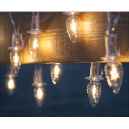 Catena LED aggiuntiva per esterni CONE FILAMENT, 20 lampadine E10, 14m, vetro trasparente/bianco caldo, IP44, Realizzata nella Repubblica Ceca