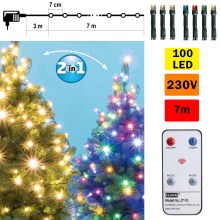 Catena LED da esterno natalizia 100xLED 10m IP44 bianco caldo/multicolore + TC