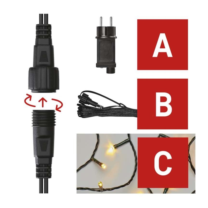Catena LED da esterno natalizia 100xLED/15m IP44 bianco caldo