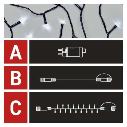 Catena LED da esterno natalizia 100xLED/15m IP44 bianco freddo