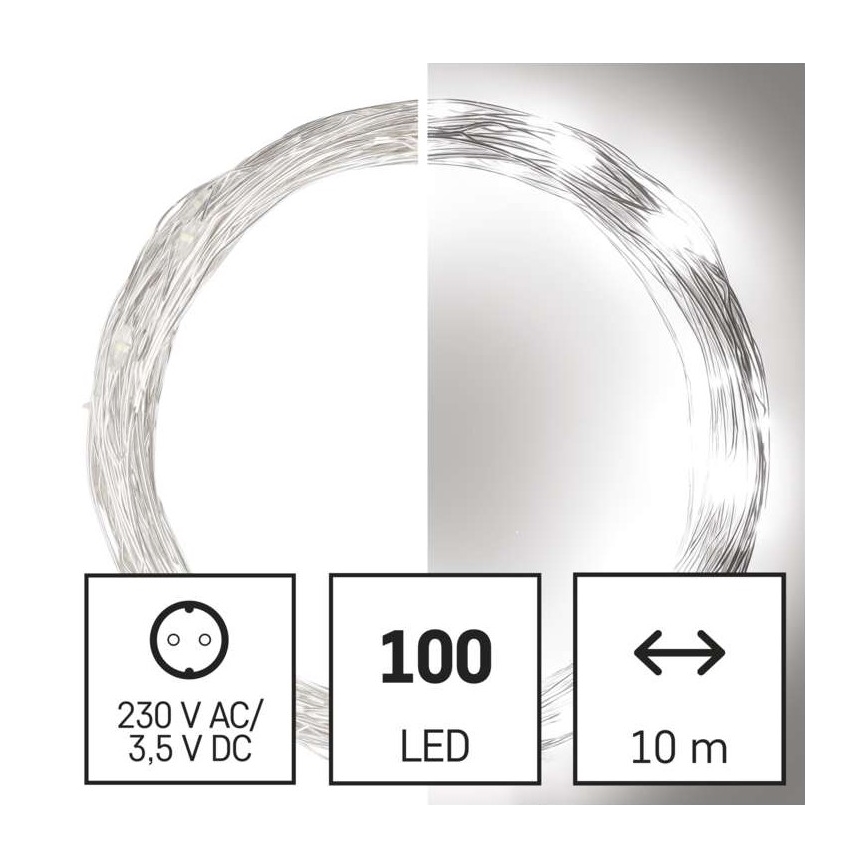 Catena LED da esterno natalizia 100xLED/15m IP44 bianco freddo