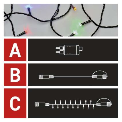 Catena LED da esterno natalizia 100xLED/15m IP44 multicolore