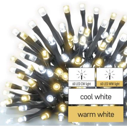 Catena LED da esterno natalizia 120xLED/17m IP44 bianco caldo/freddo