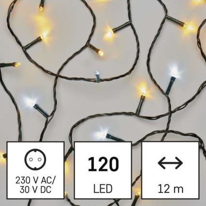 Catena LED da esterno natalizia 120xLED/2 funzioni 17m IP44 bianco caldo/freddo