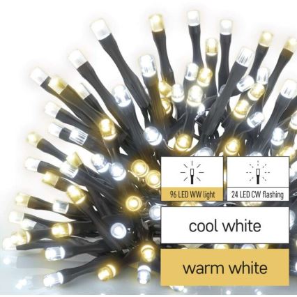 Catena LED da esterno natalizia 120xLED/2 funzioni 17m IP44 bianco caldo/freddo