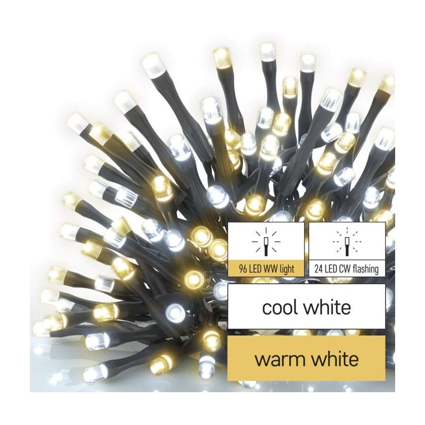 Catena LED da esterno natalizia 120xLED/2 funzioni 17m IP44 bianco caldo/freddo