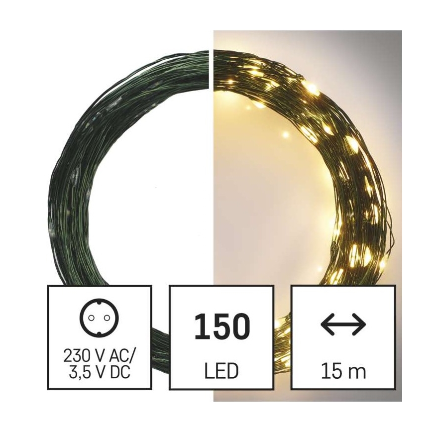 Catena LED da esterno natalizia 150xLED/20m IP44 bianco caldo