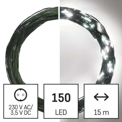 Catena LED da esterno natalizia 150xLED/20m IP44 bianco freddo