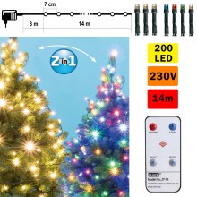 Catena LED da esterno natalizia 200xLED 17m IP44 bianco caldo/multicolor + TC