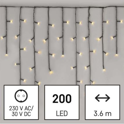 Catena LED da esterno natalizia 200xLED/8 modalità 8,6m IP44 bianco caldo