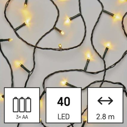 Catena LED da esterno natalizia 40xLED/3,3m IP44 bianco caldo